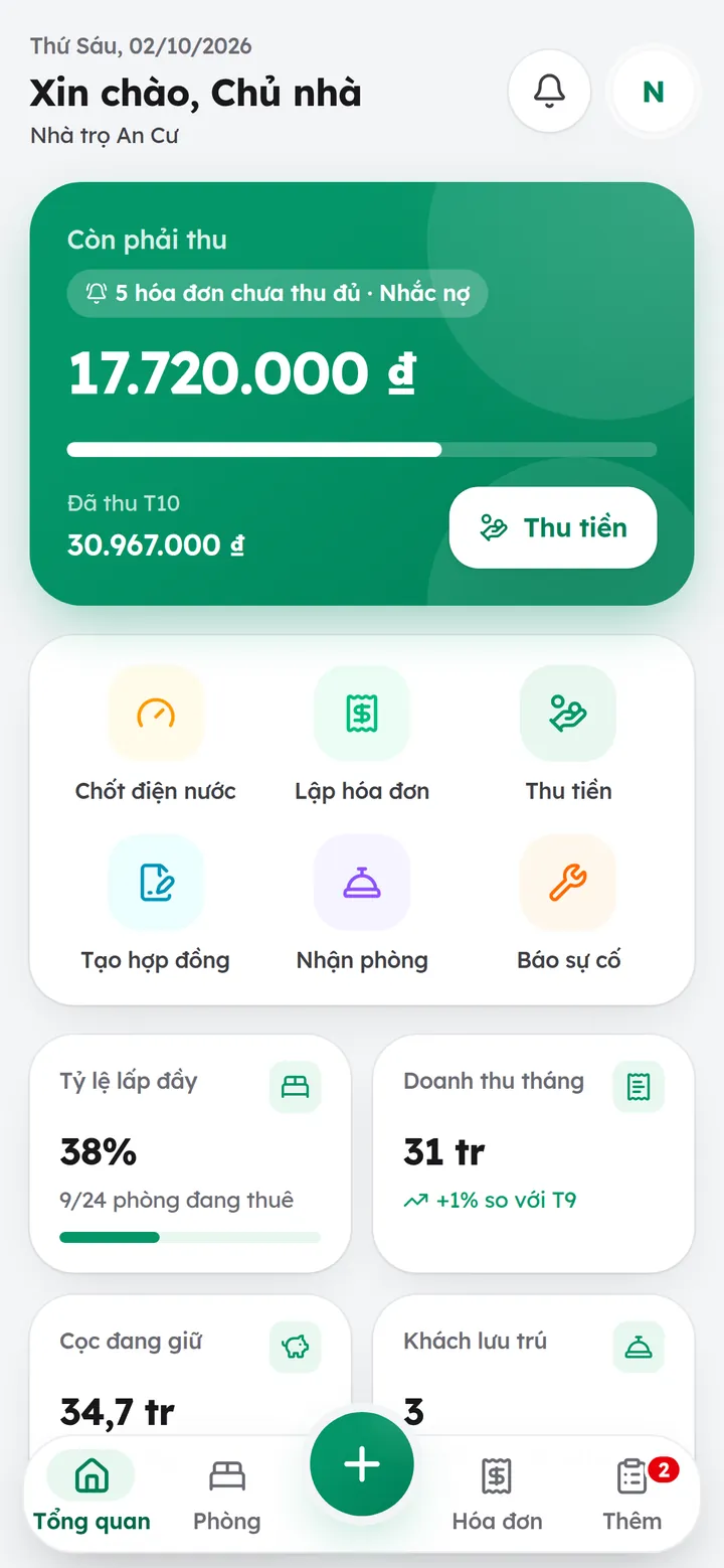 App quản lý với theme xanh ngọc